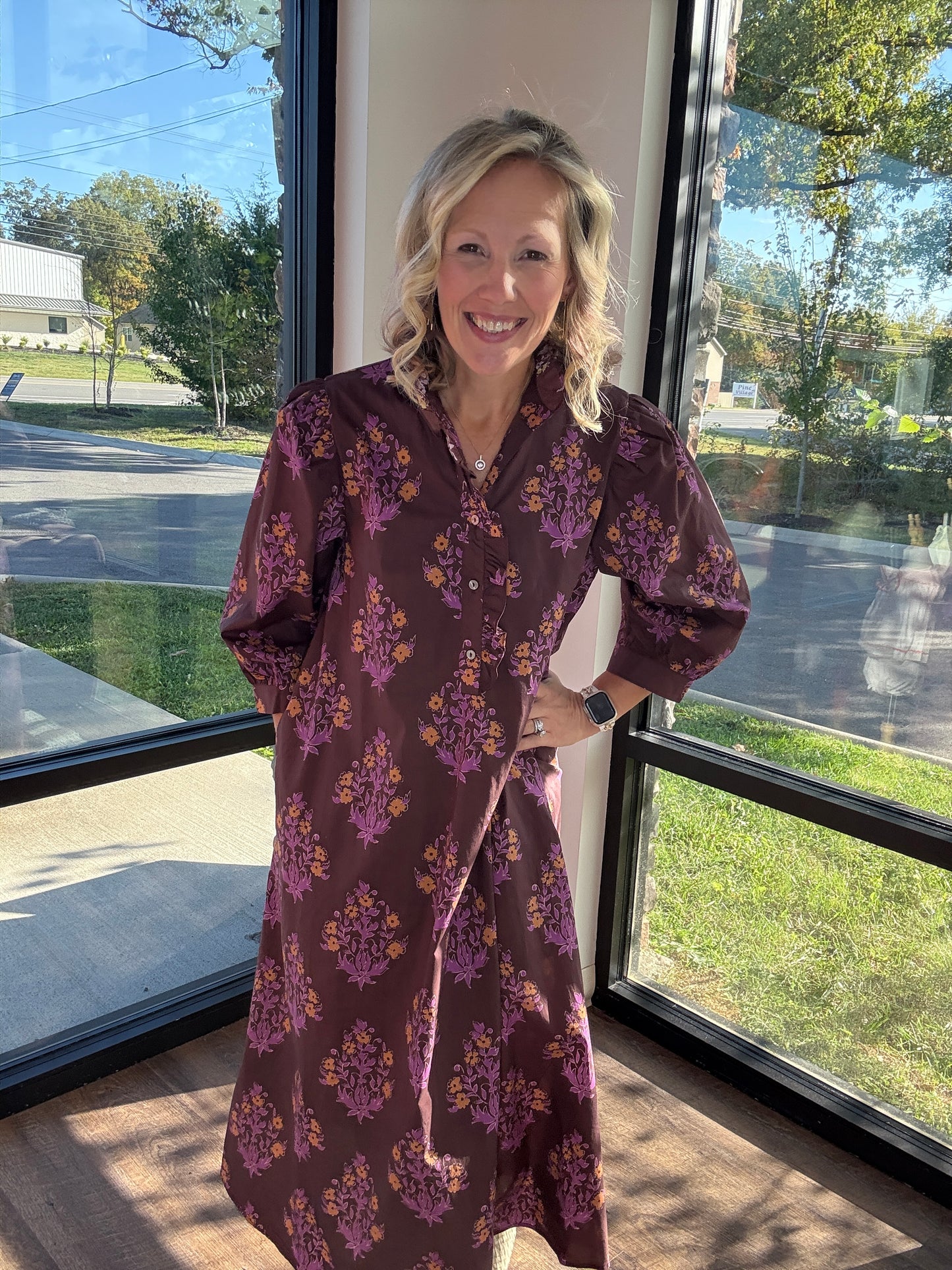 Falling for Florals Dress- Chocolate