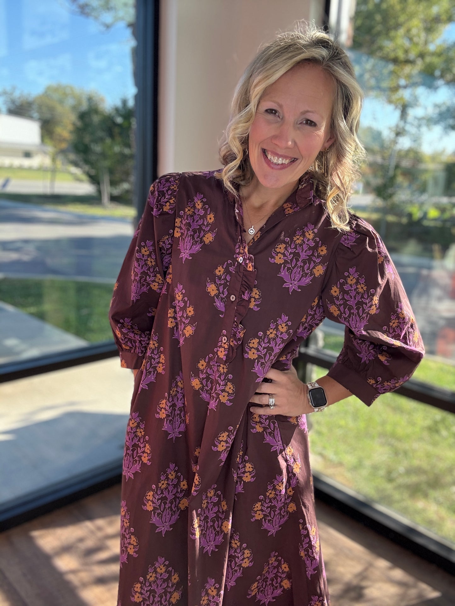 Falling for Florals Dress- Chocolate