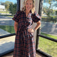 Merry Moments Plaid Dress- Navy