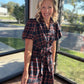 Merry Moments Plaid Dress- Navy