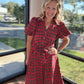 Merry Moments Plaid Dress- Red