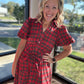 Merry Moments Plaid Dress- Red
