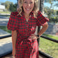Merry Moments Plaid Dress- Red