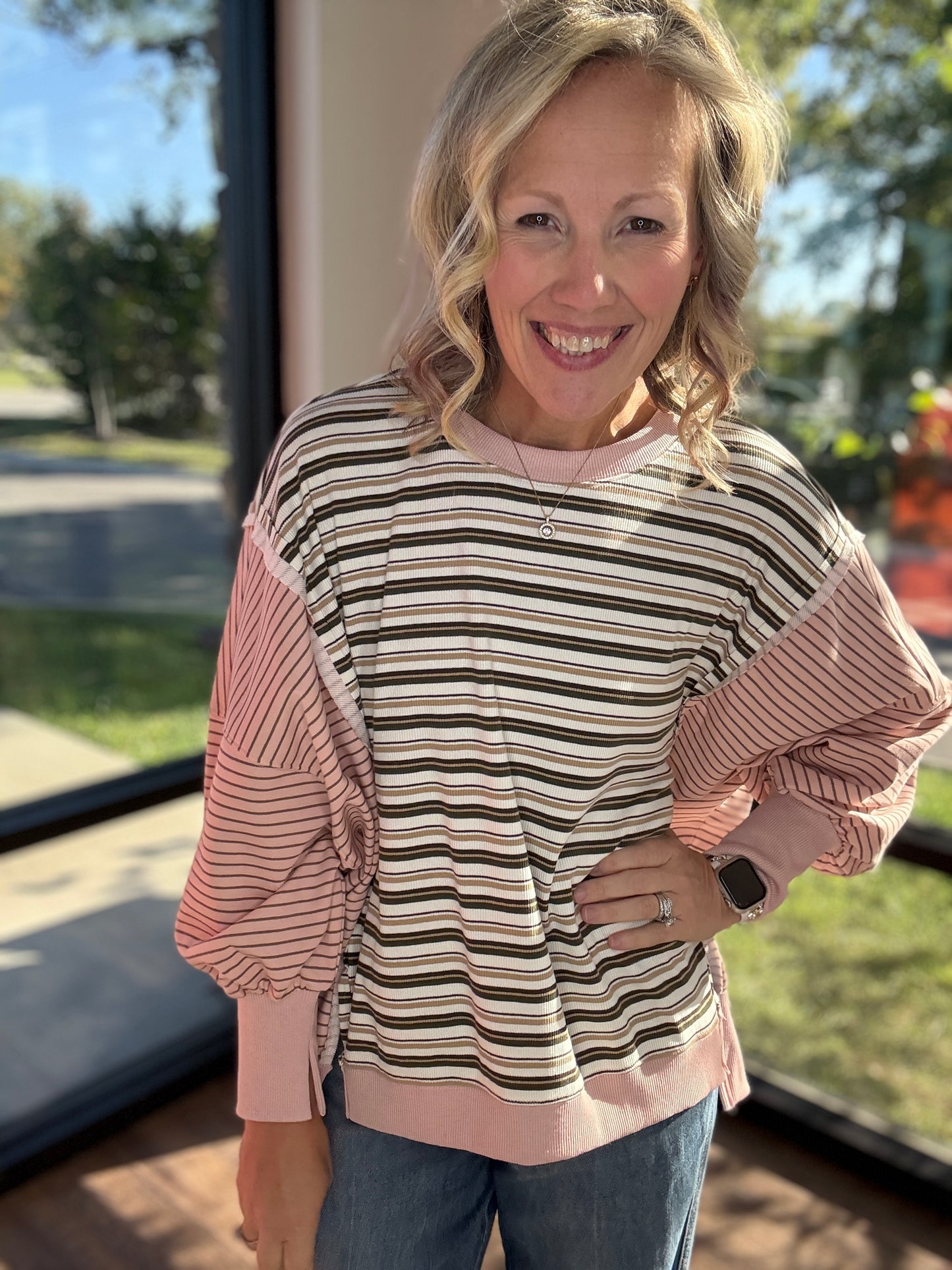 Easy Days Striped Sweatshirt