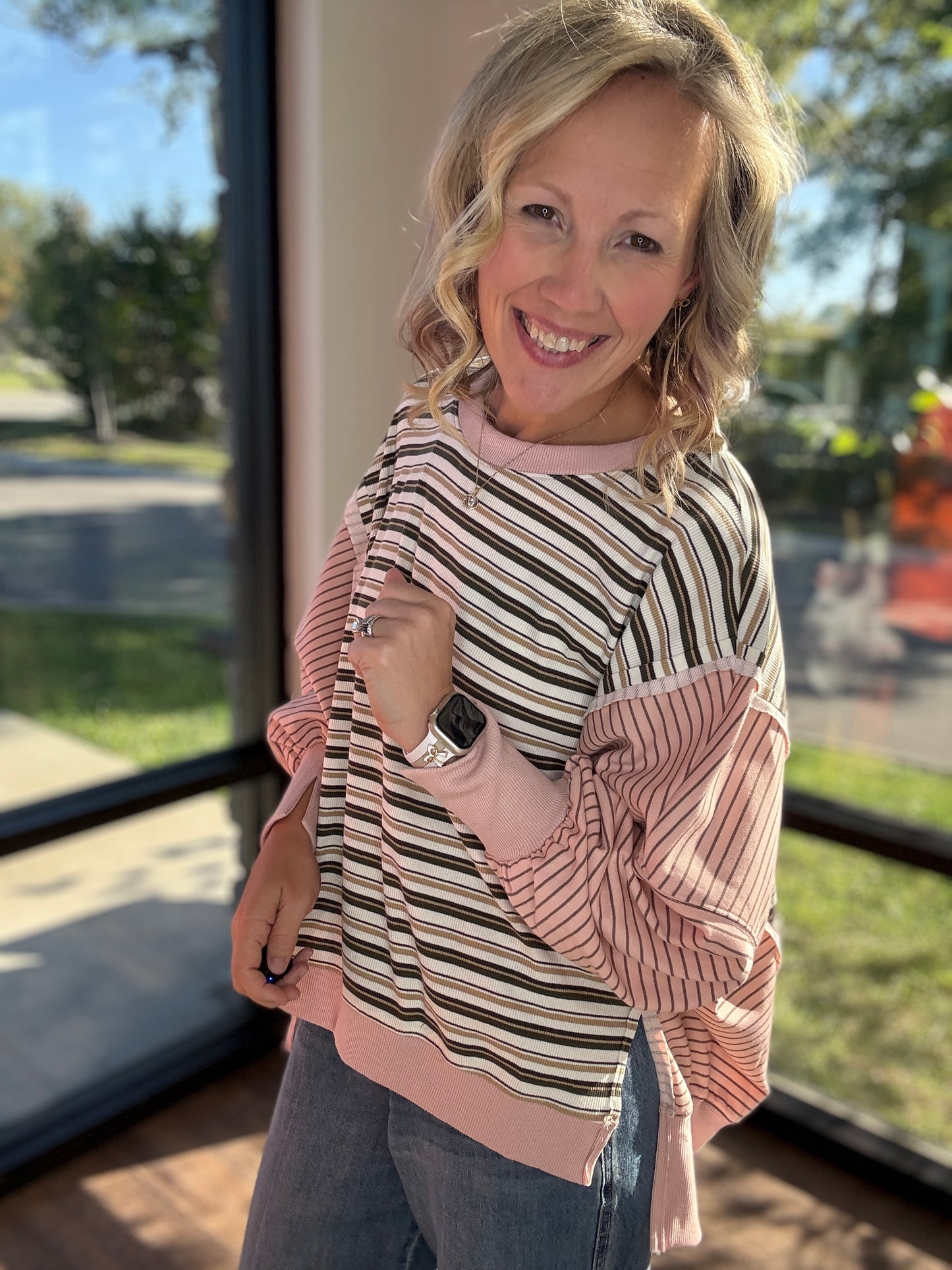 Easy Days Striped Sweatshirt