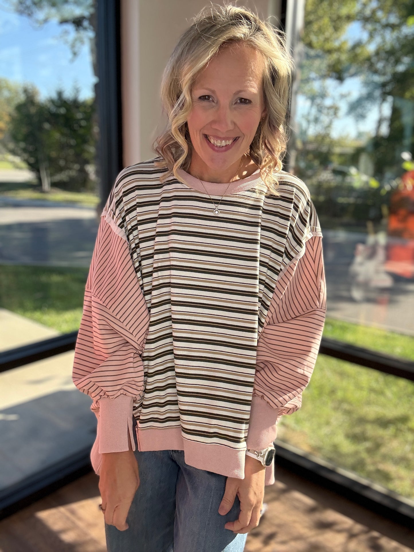 Easy Days Striped Sweatshirt