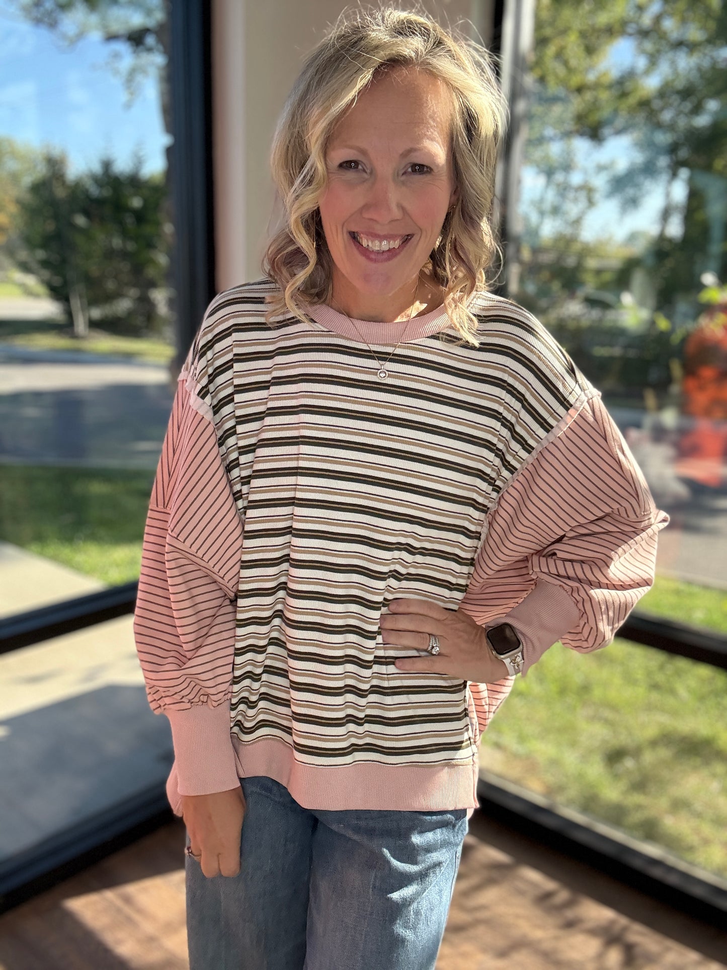 Easy Days Striped Sweatshirt