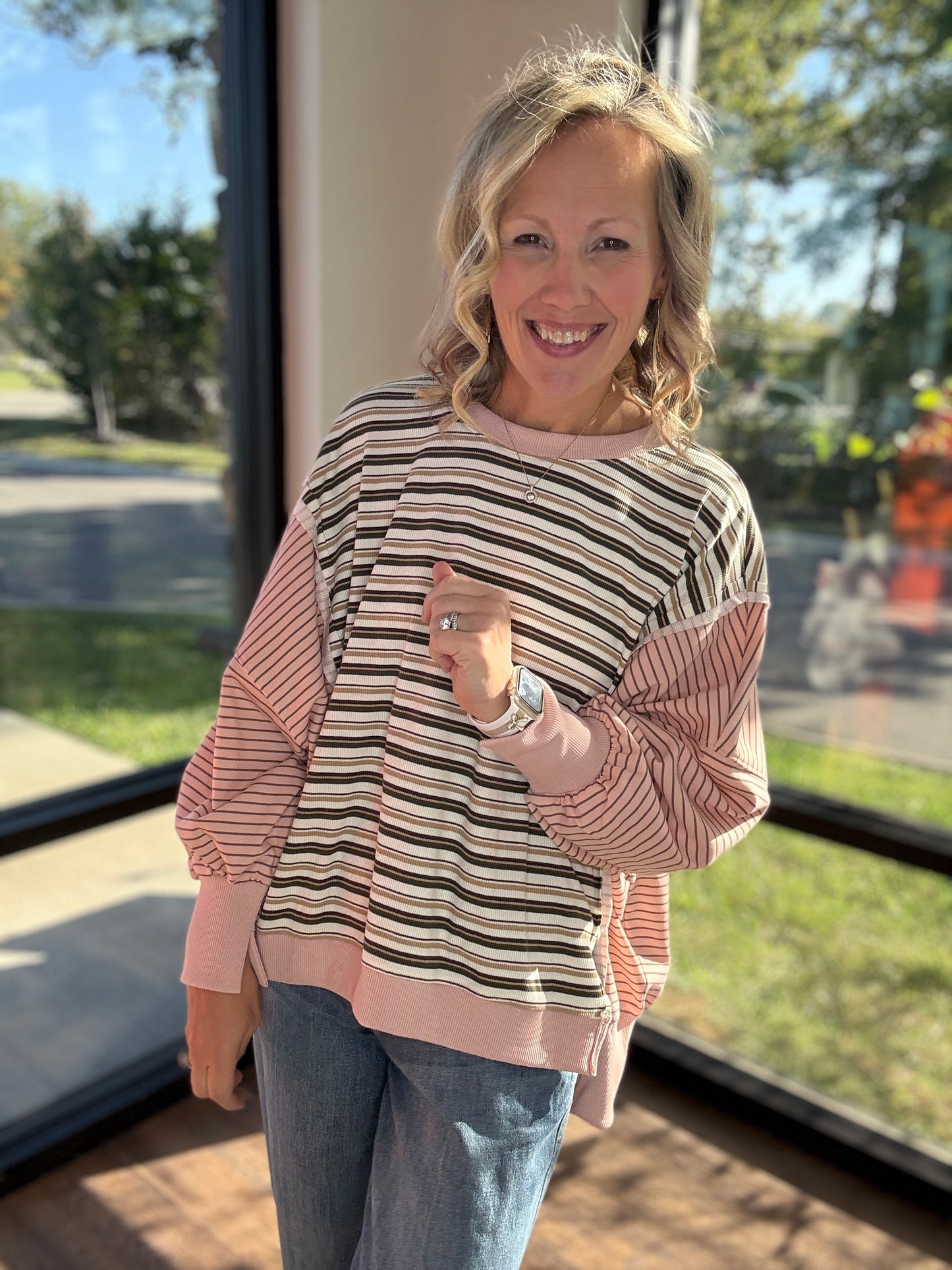Easy Days Striped Sweatshirt