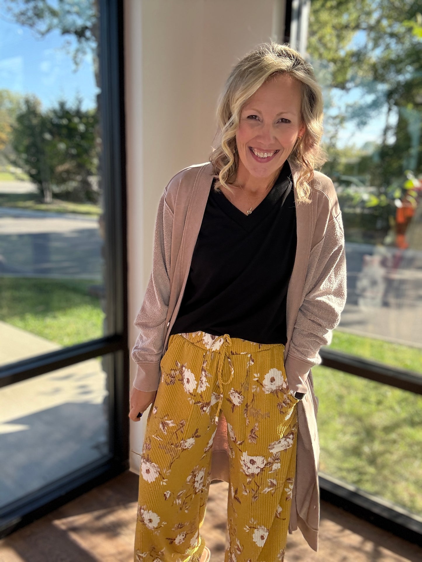 Haddie Floral Pants- Mustard