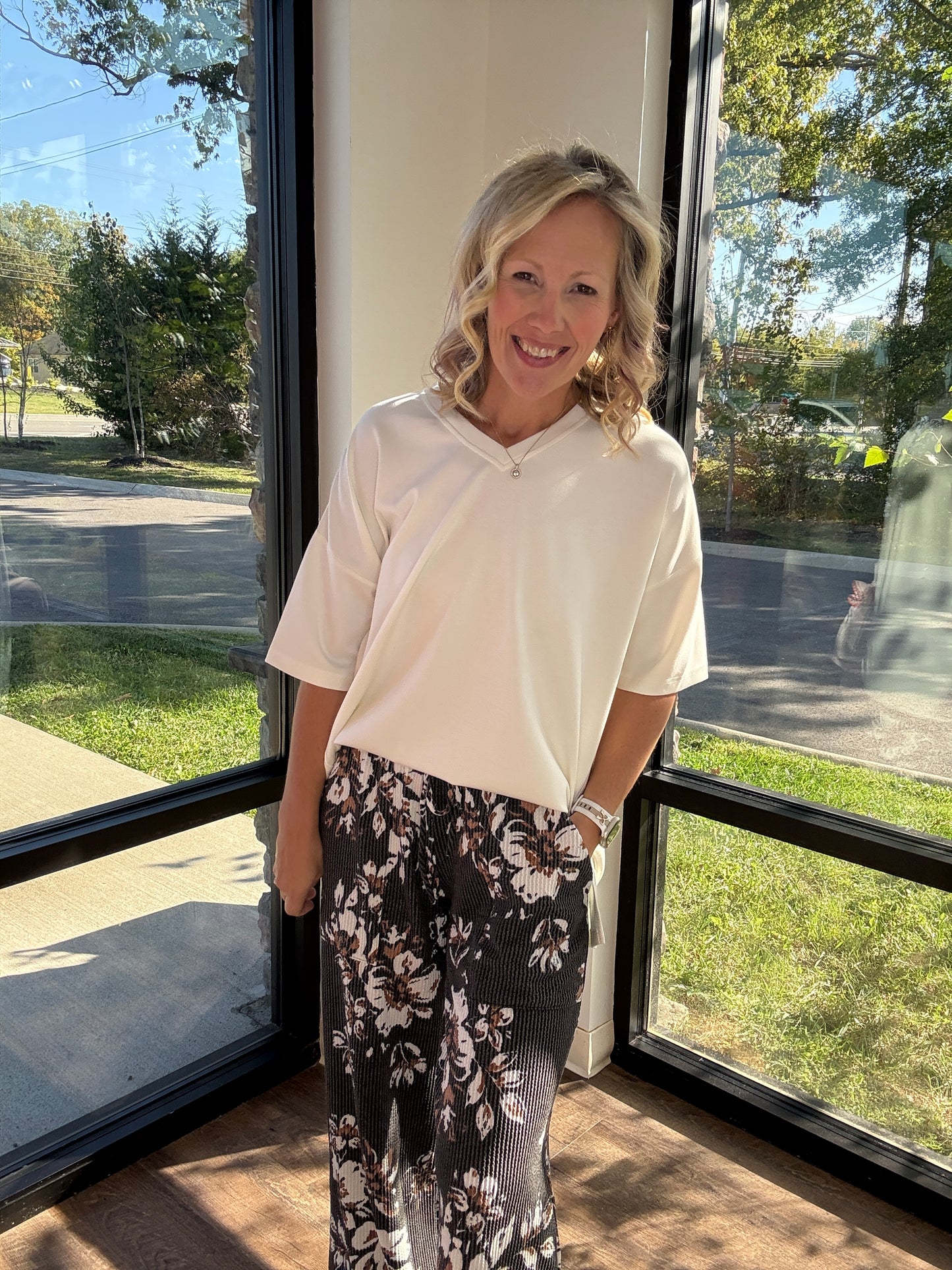 Haddie Floral Pants-Black