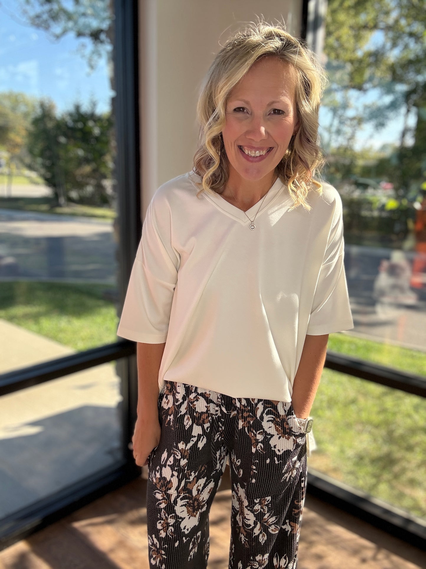 Haddie Floral Pants-Black