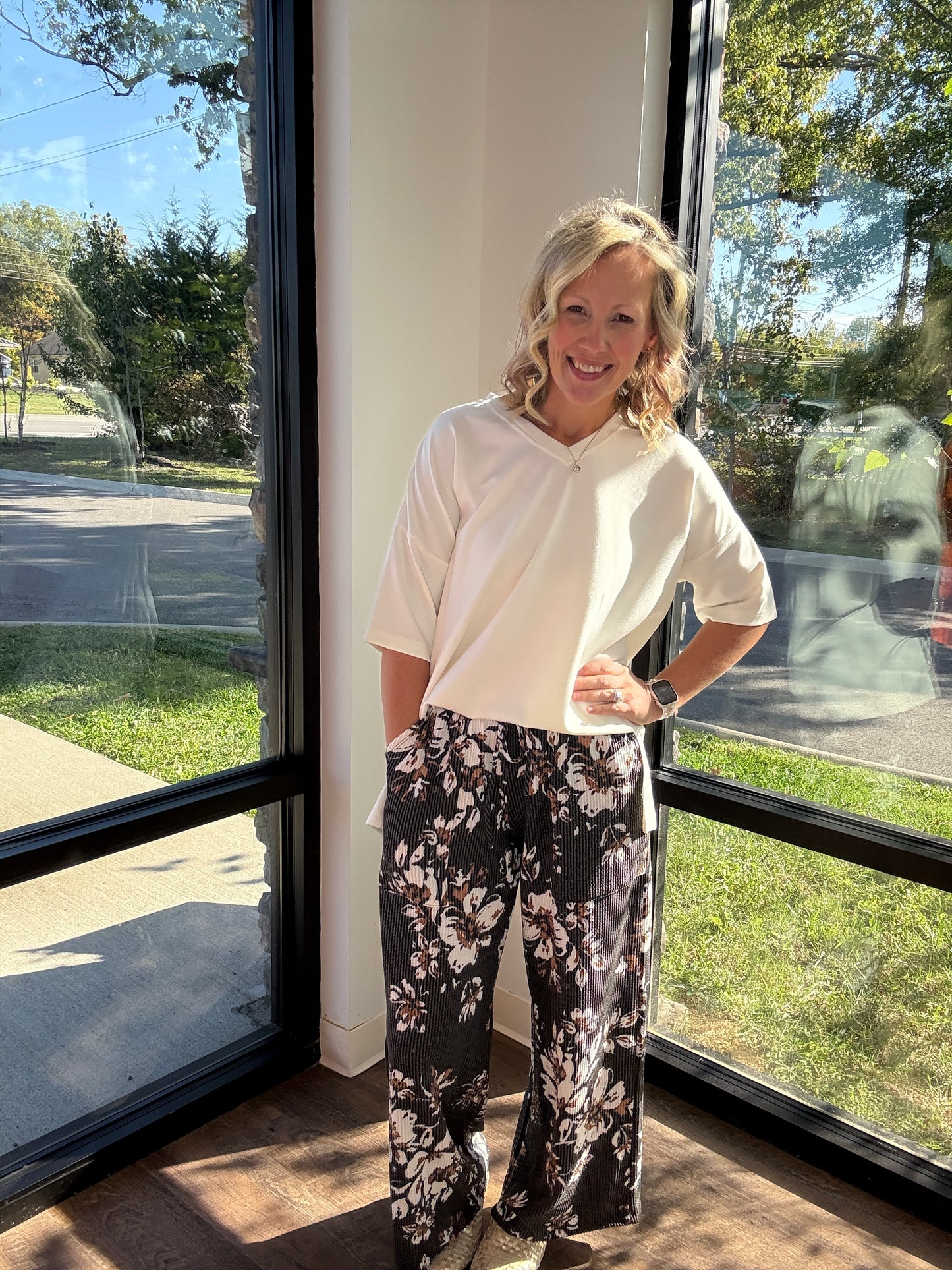 Haddie Floral Pants-Black