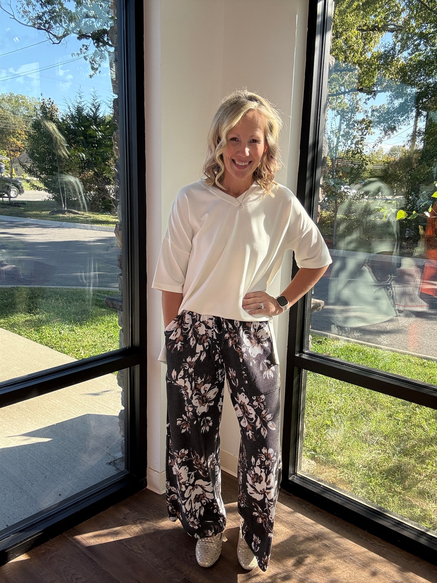 Haddie Floral Pants-Black