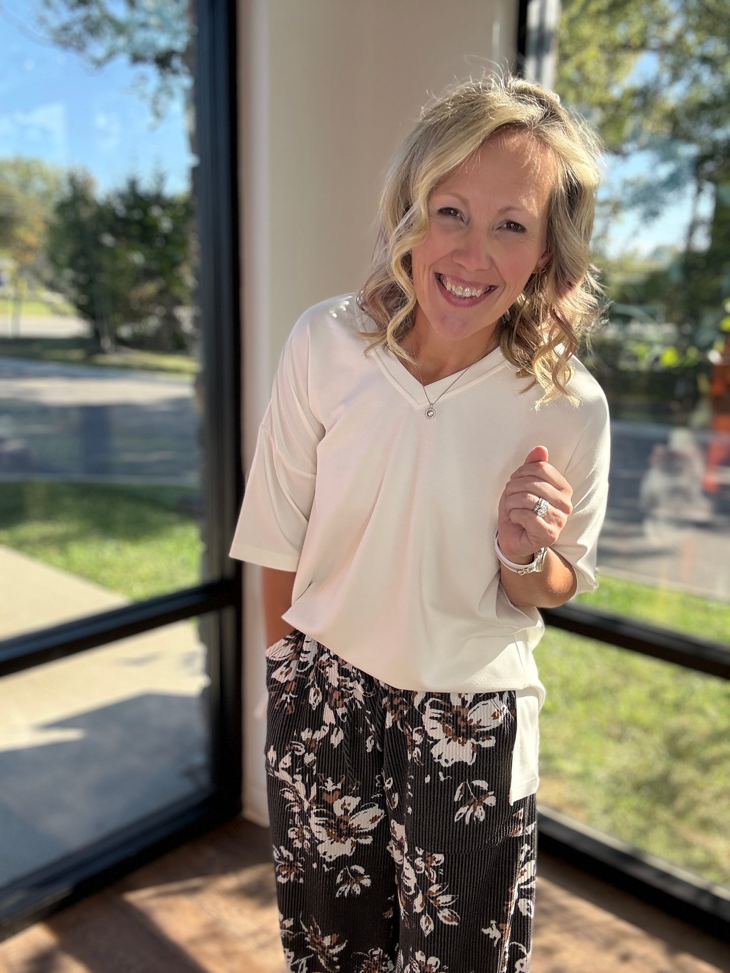 Haddie Floral Pants-Black