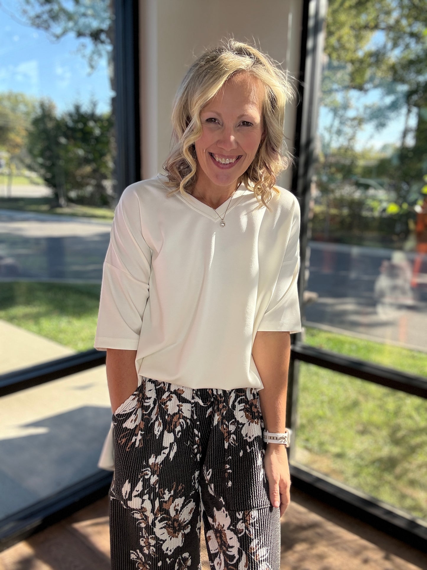 Haddie Floral Pants-Black