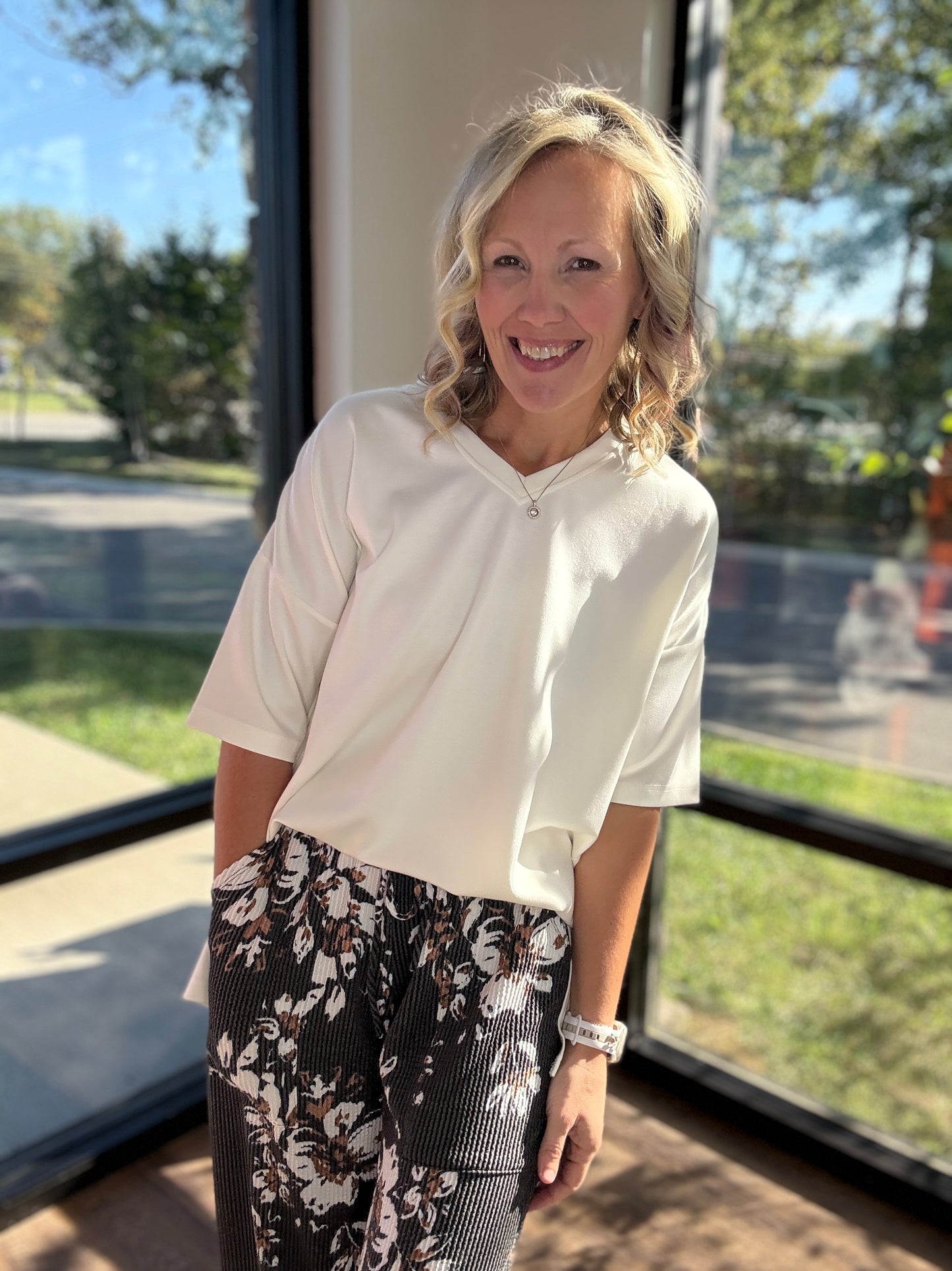 Haddie Floral Pants-Black