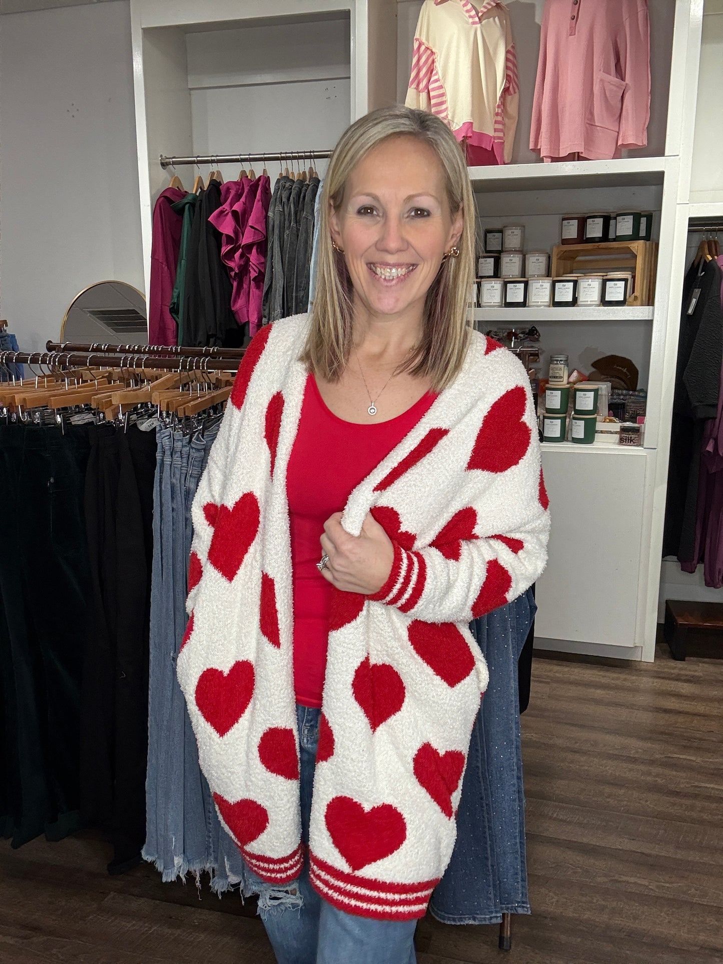 Heart Cloud Cardigan-Red