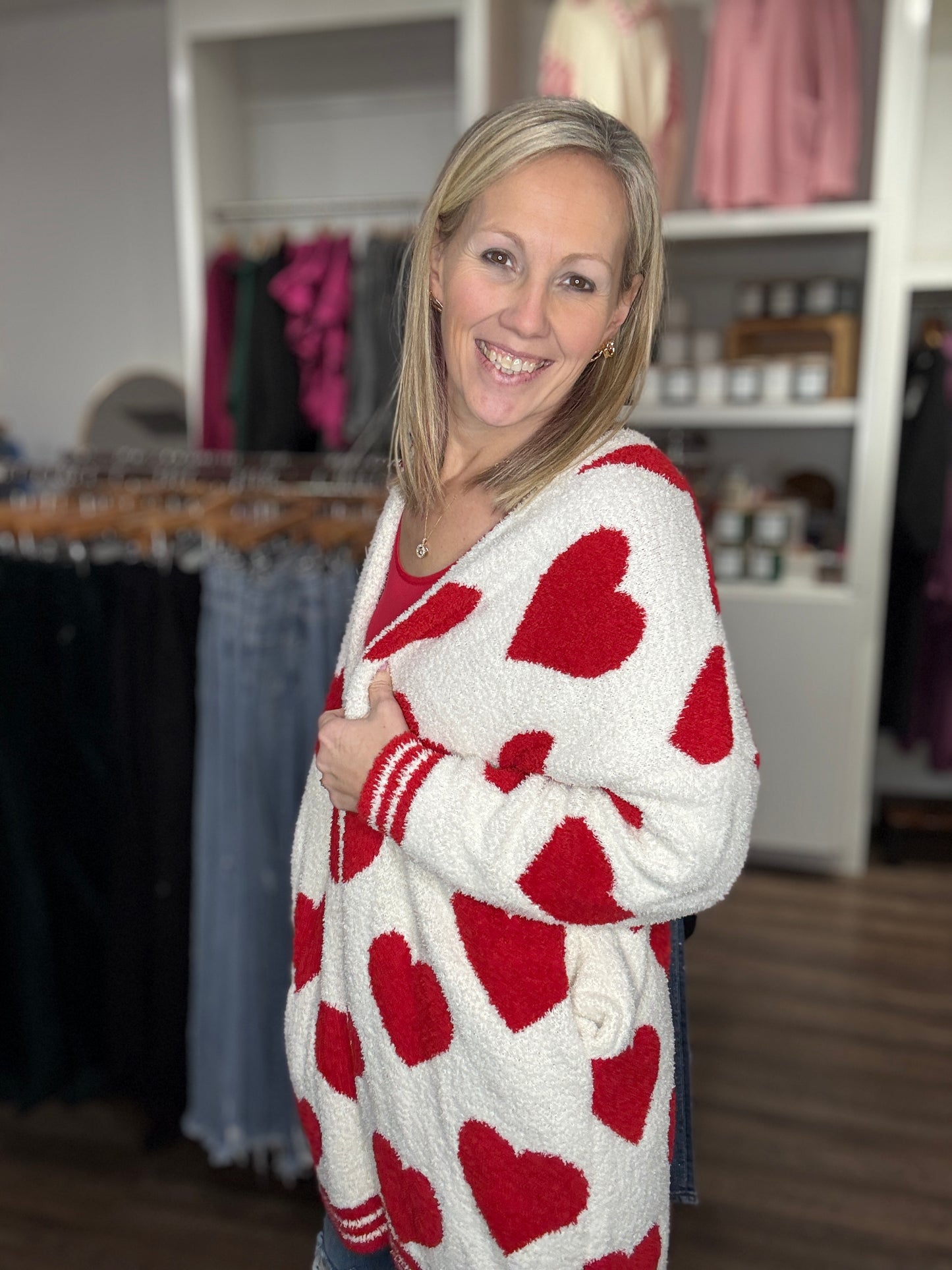 Heart Cloud Cardigan-Red