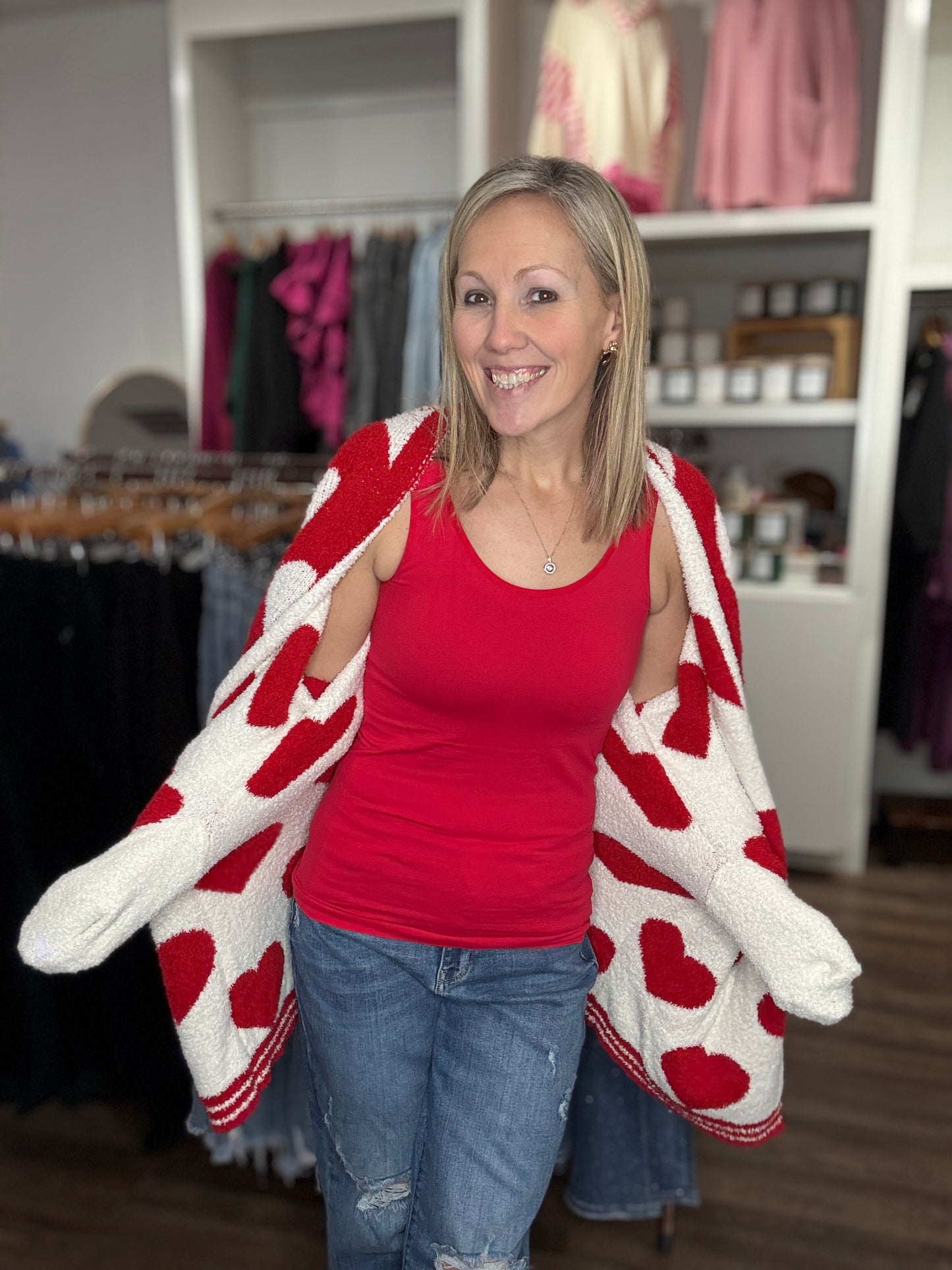 Heart Cloud Cardigan-Red