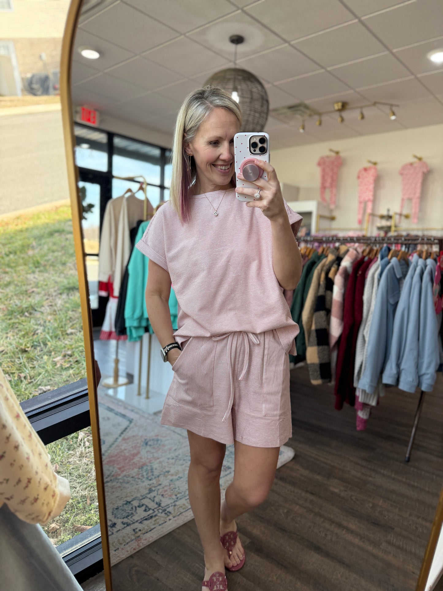 Laid Back Stripe Set- Pink