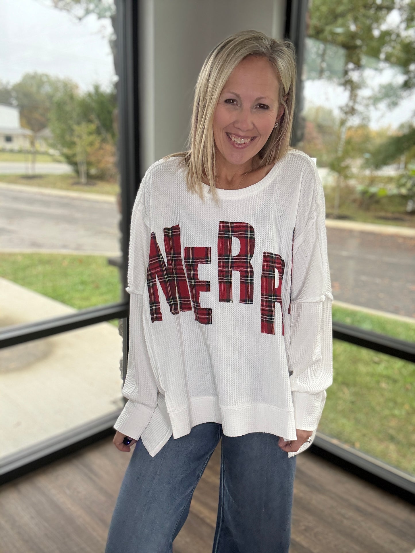 Merry & Plaid Thermal Top