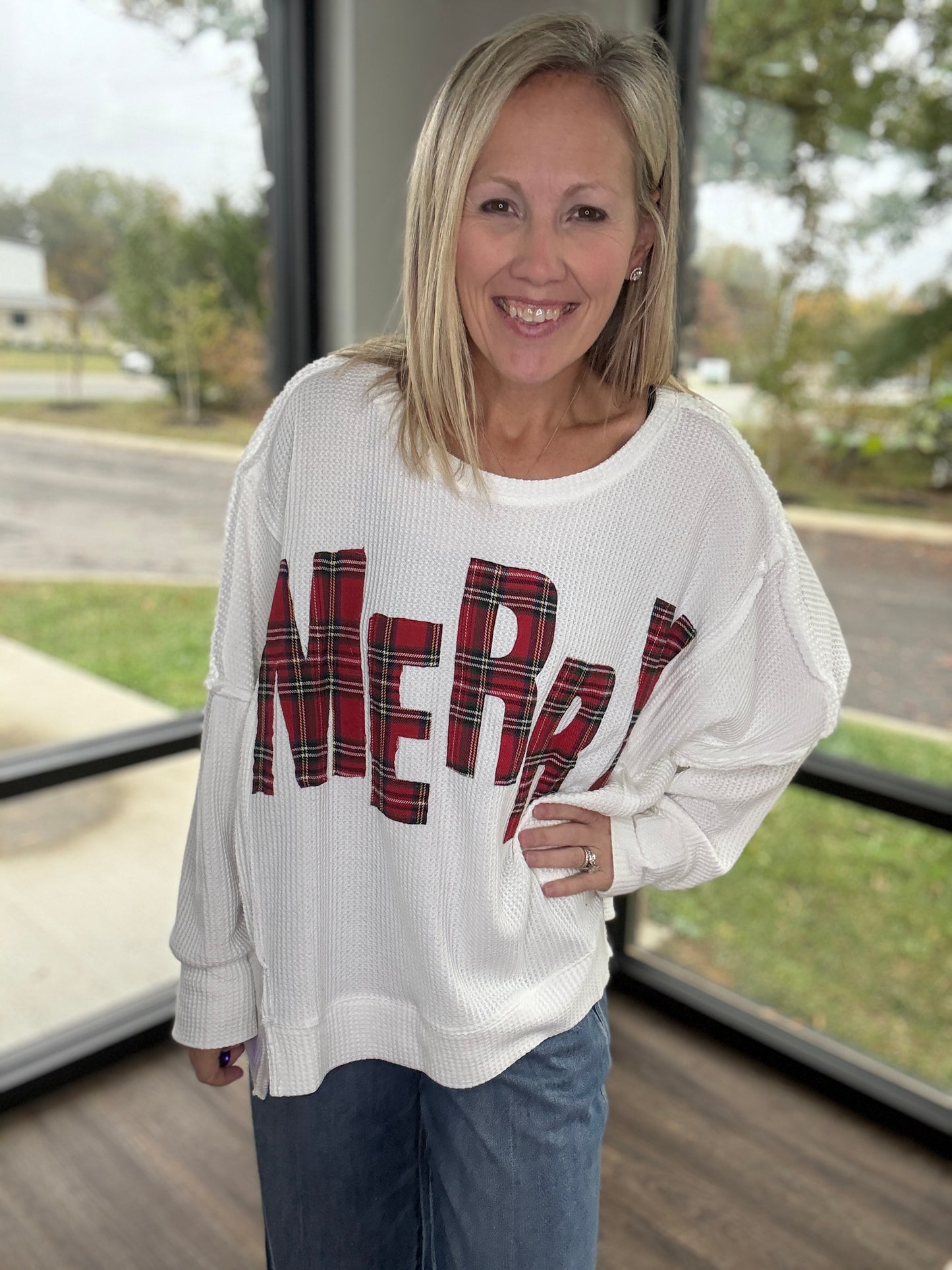 Merry & Plaid Thermal Top