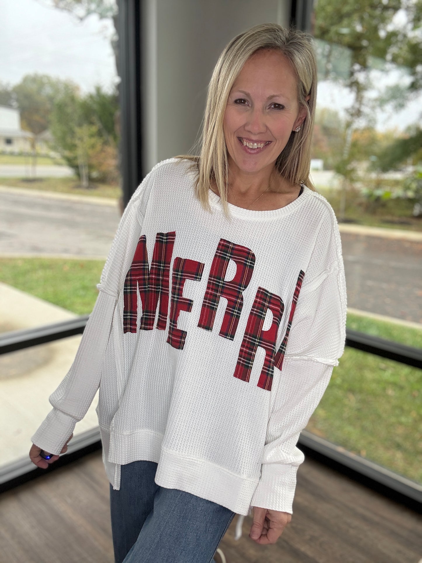 Merry & Plaid Thermal Top