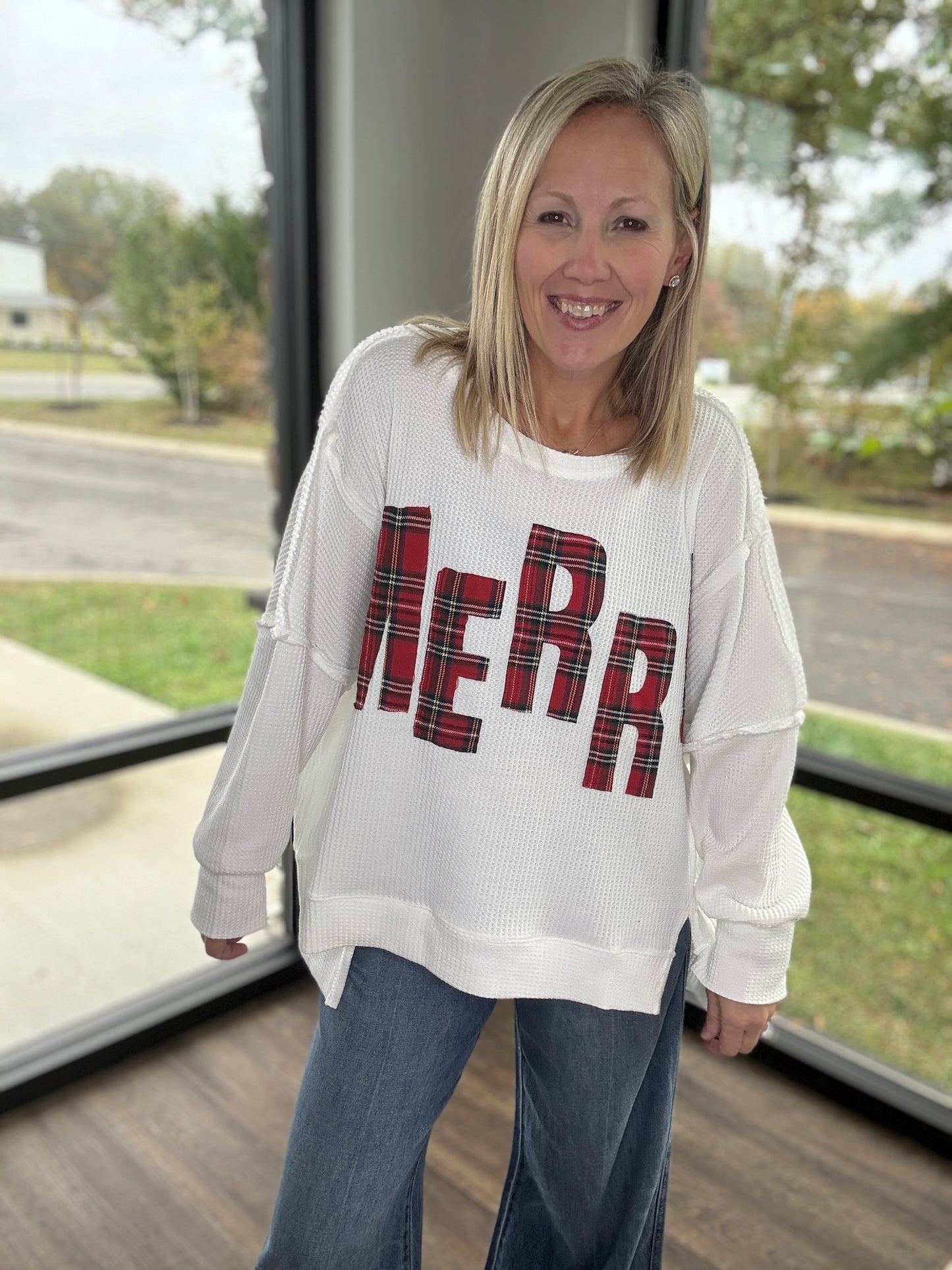 Merry & Plaid Thermal Top