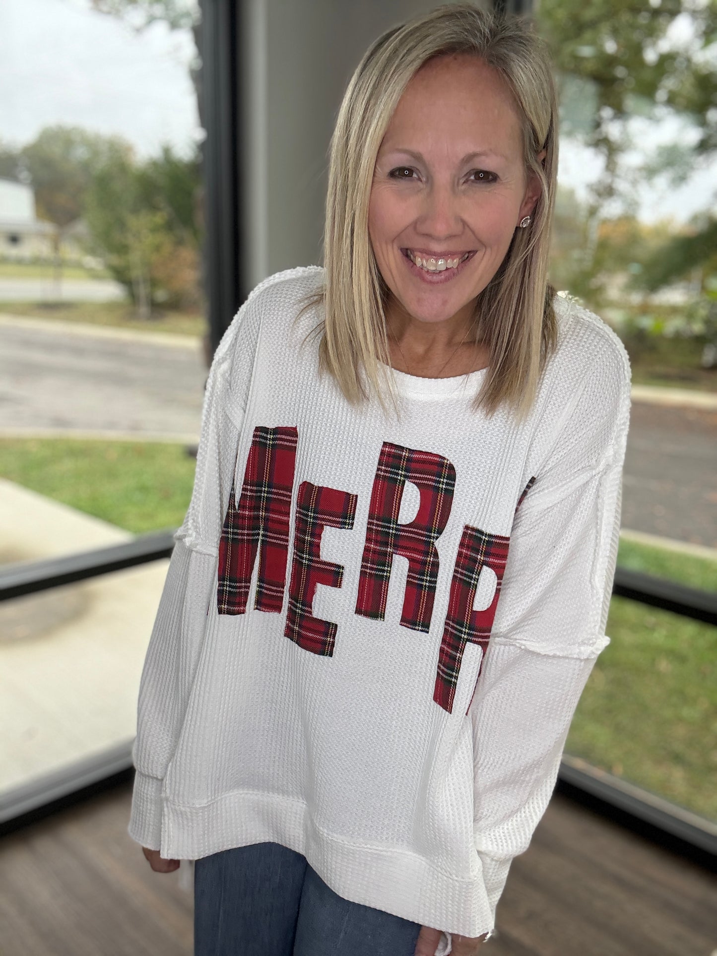Merry & Plaid Thermal Top