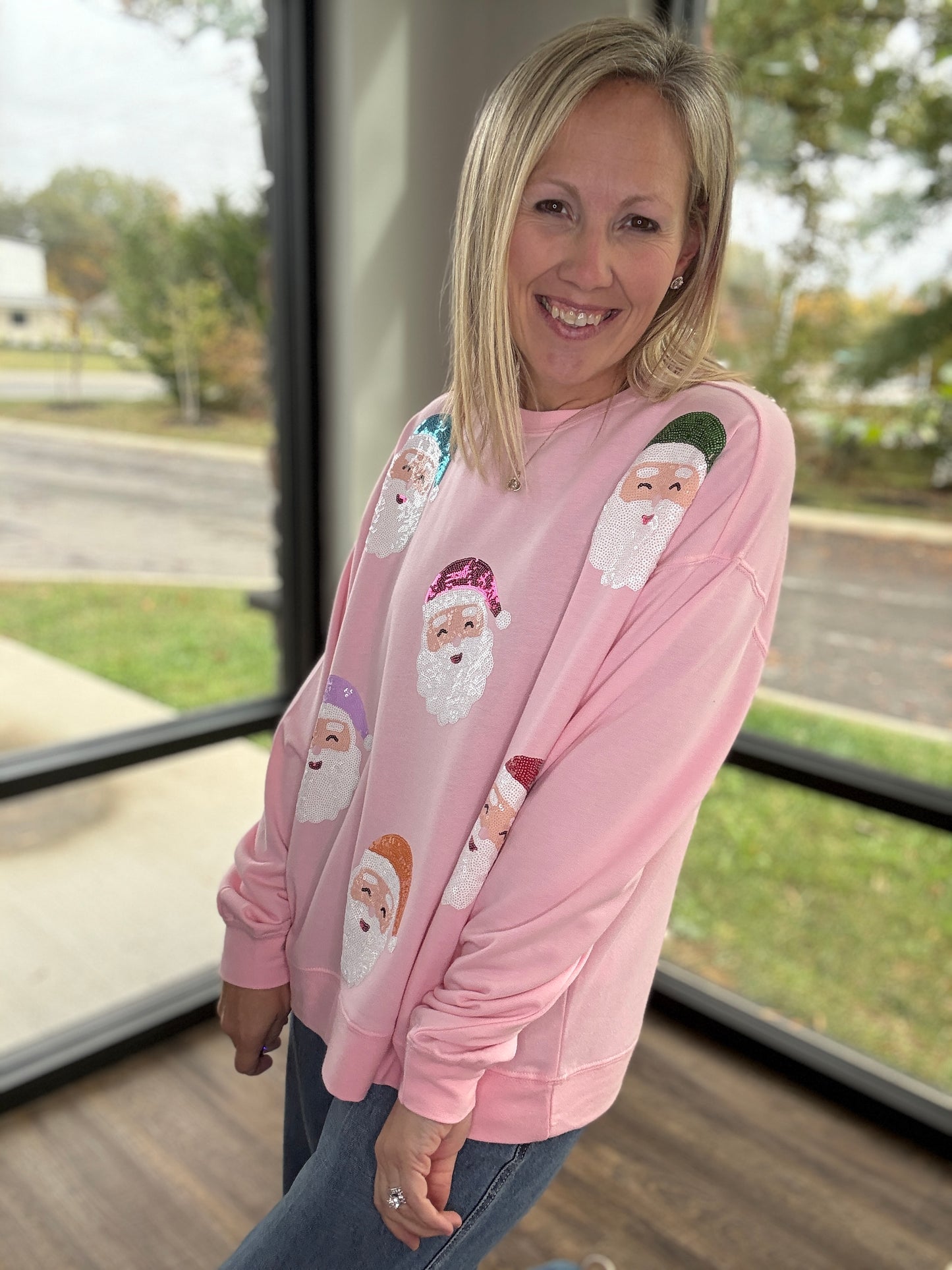 Pink Santa Sweatshirt