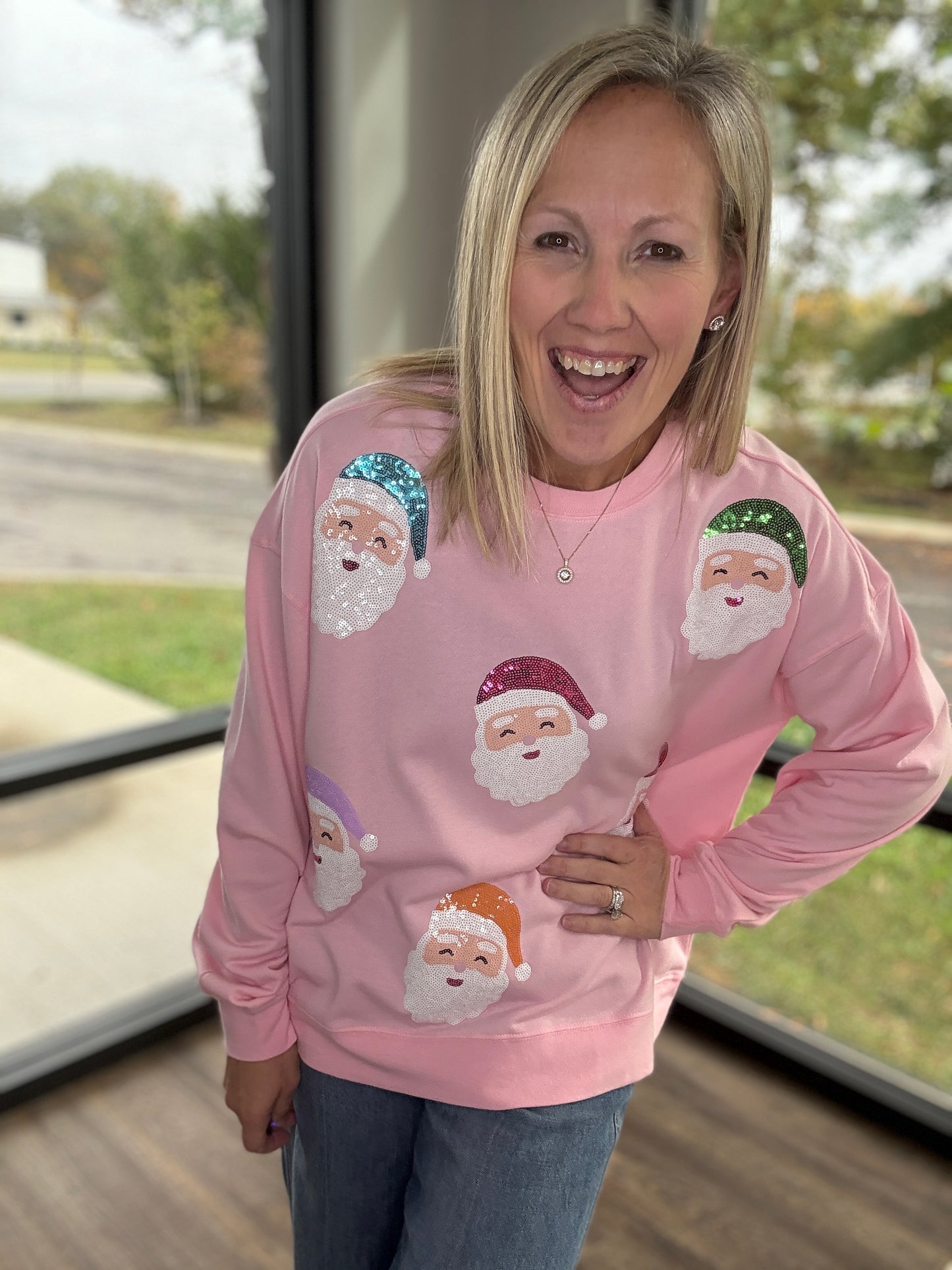Pink Santa Sweatshirt