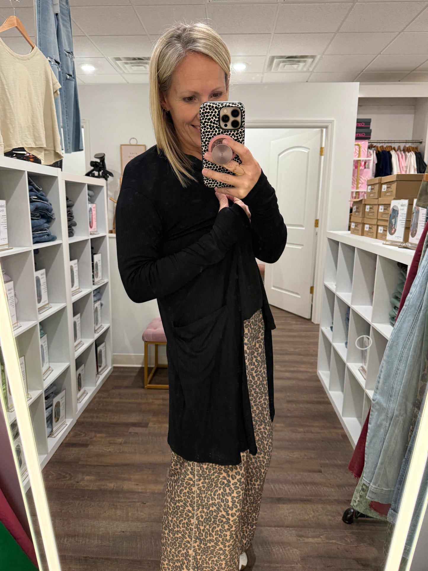 Everyday Ribbed Cardigan- Black