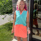 Mint/Coral Polo Tank