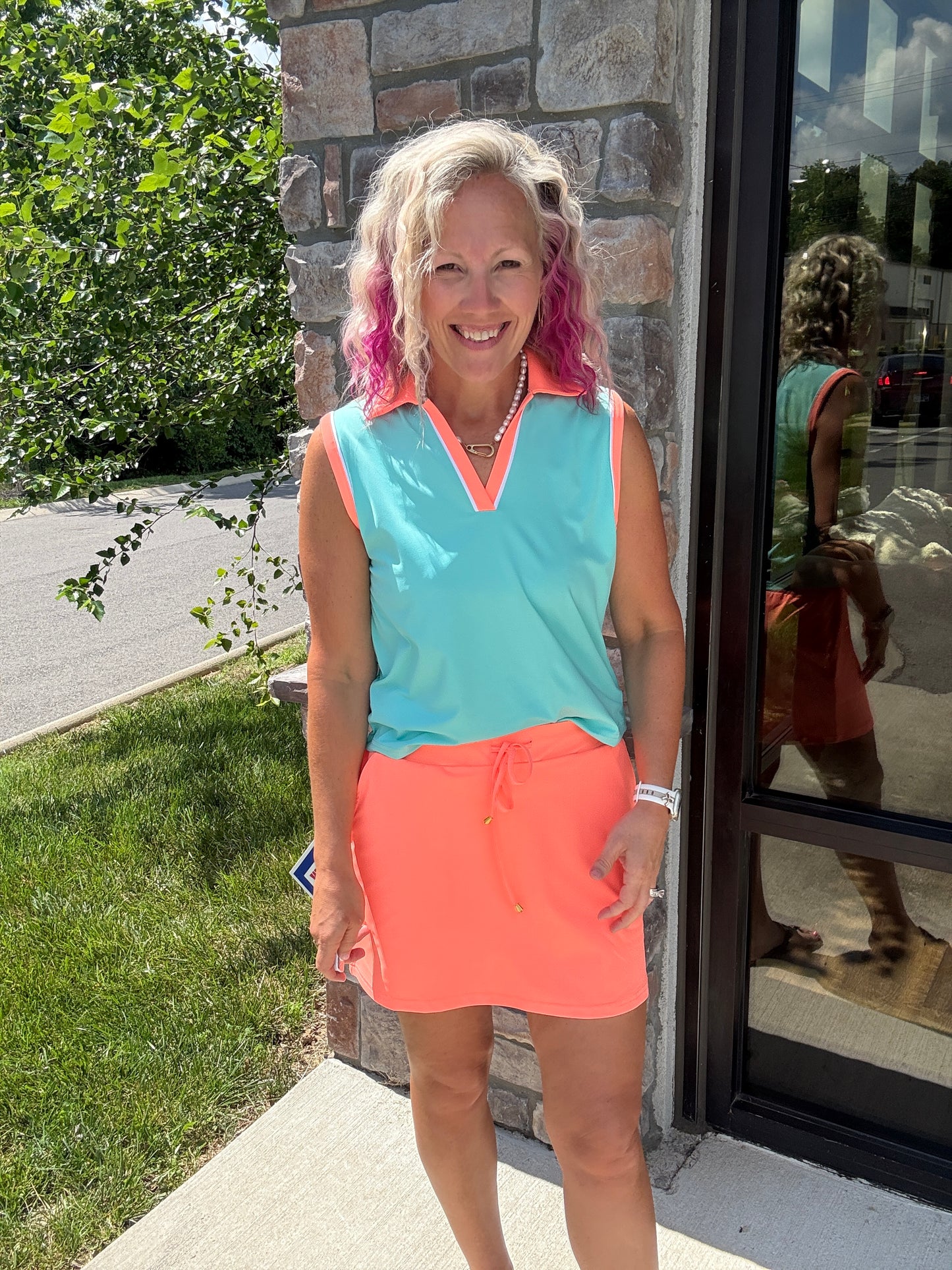 Neon Coral Skort