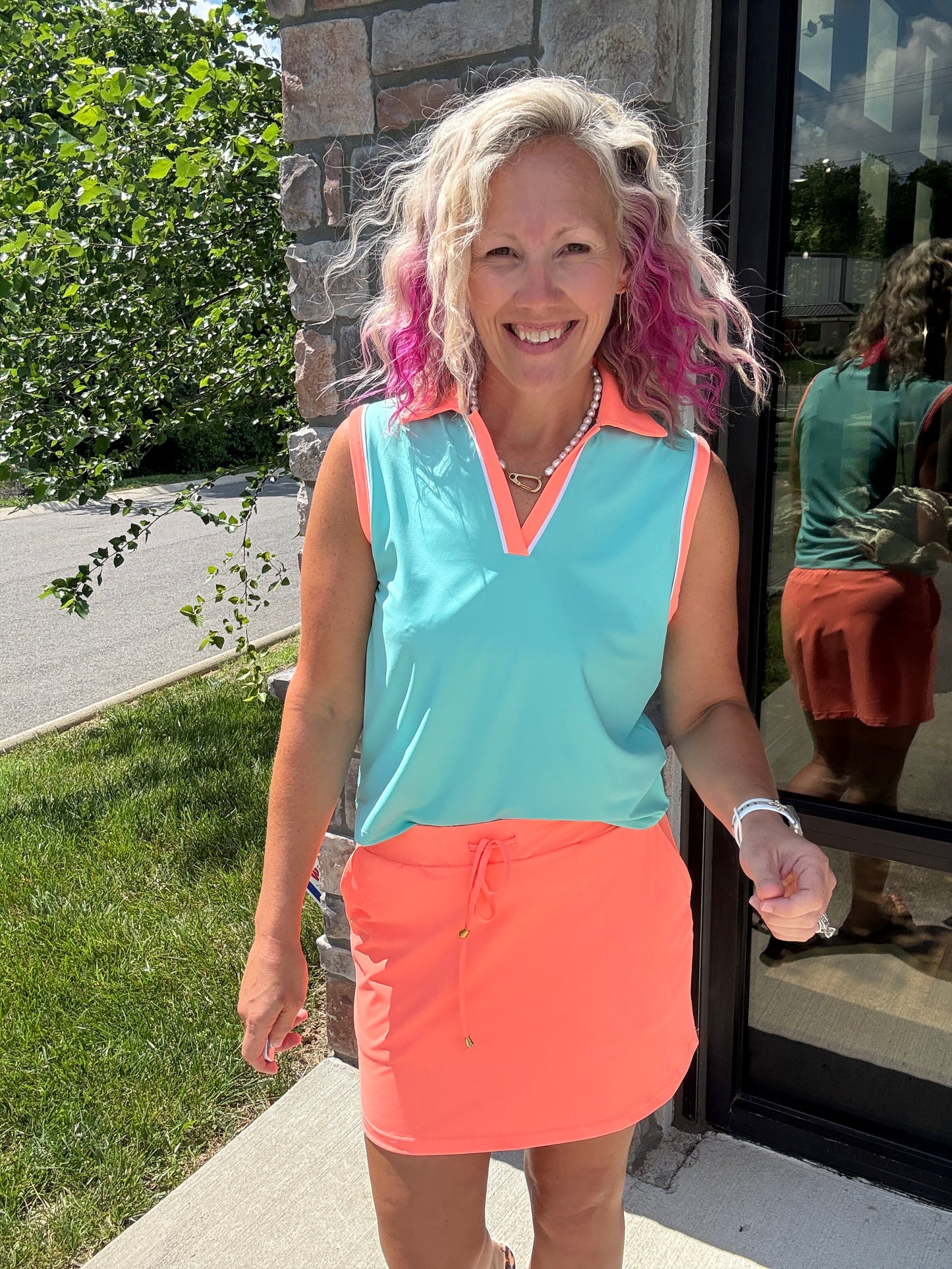 Neon Coral Skort