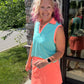 Mint/Coral Polo Tank