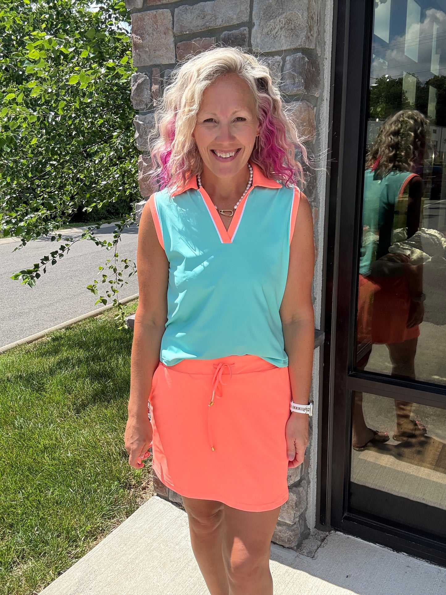 Neon Coral Skort