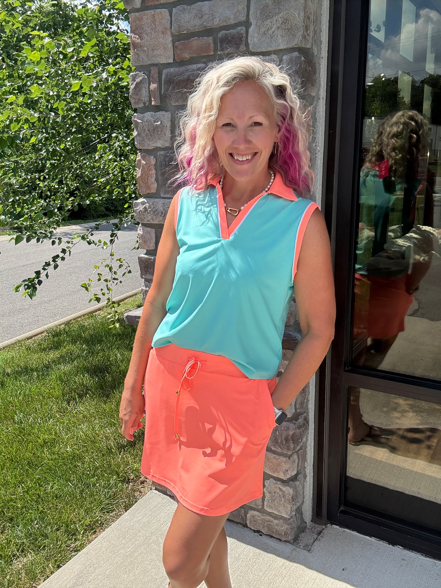 Neon Coral Skort