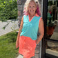 Mint/Coral Polo Tank
