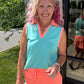 Mint/Coral Polo Tank