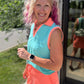 Mint/Coral Polo Tank