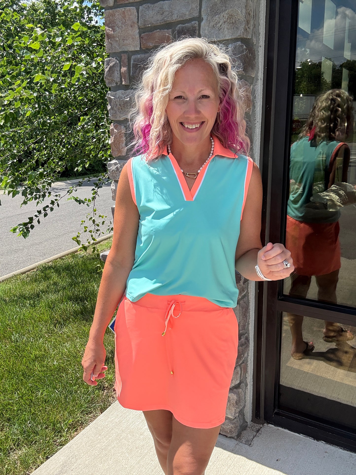 Neon Coral Skort