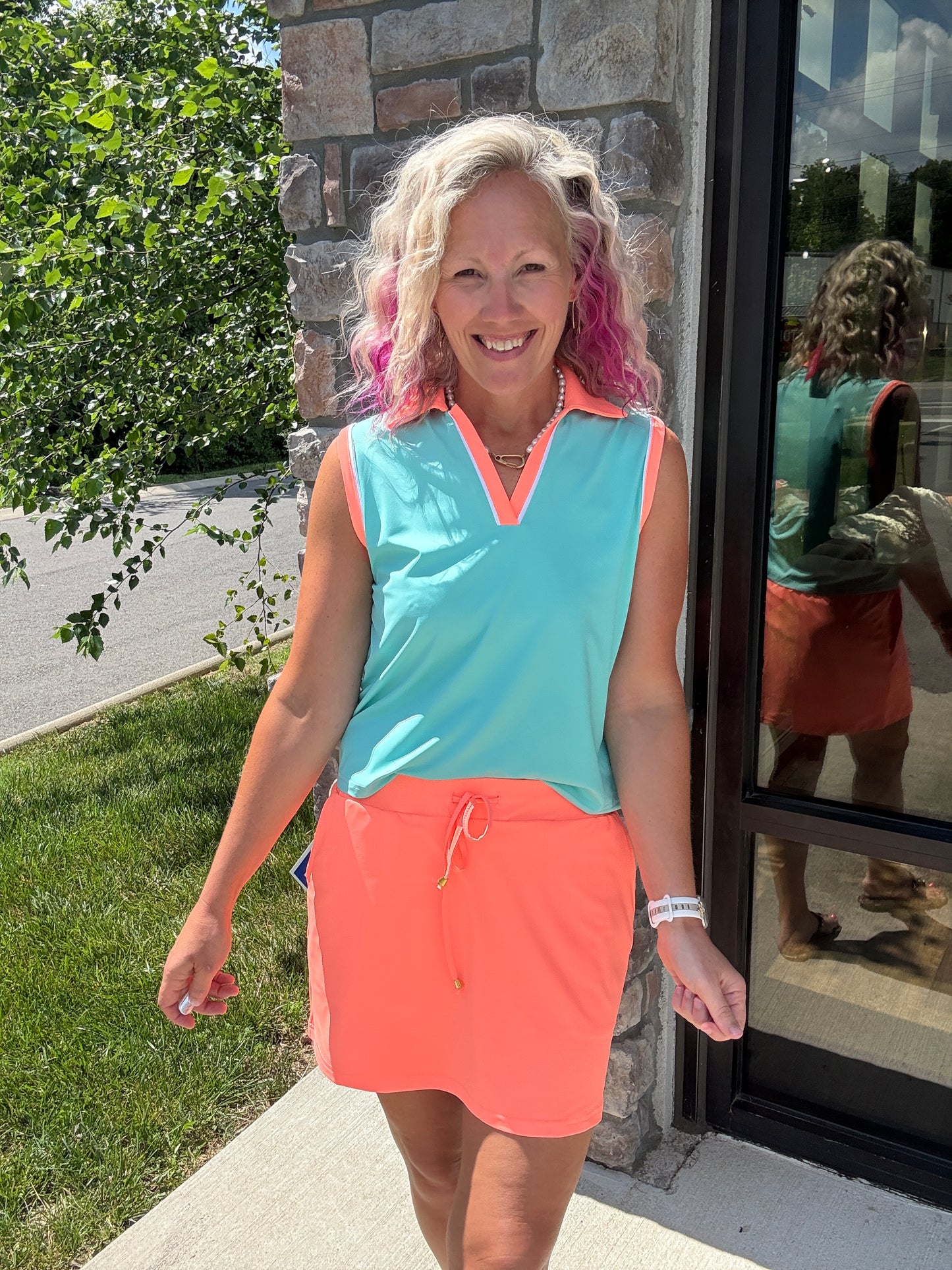 Neon Coral Skort