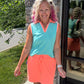 Mint/Coral Polo Tank