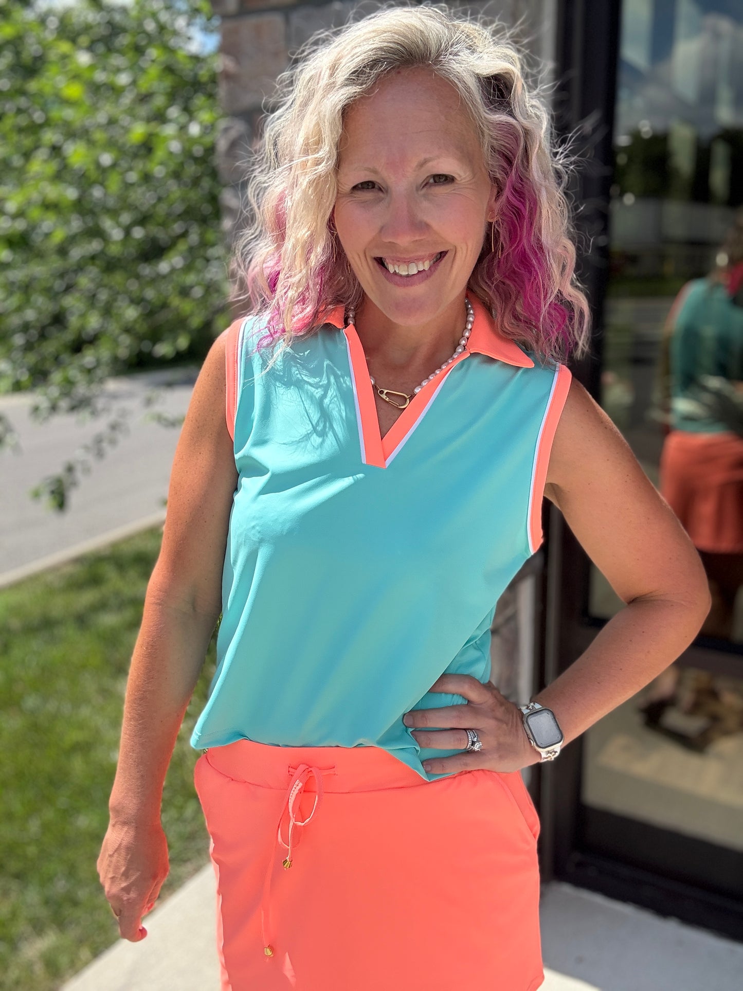 Neon Coral Skort
