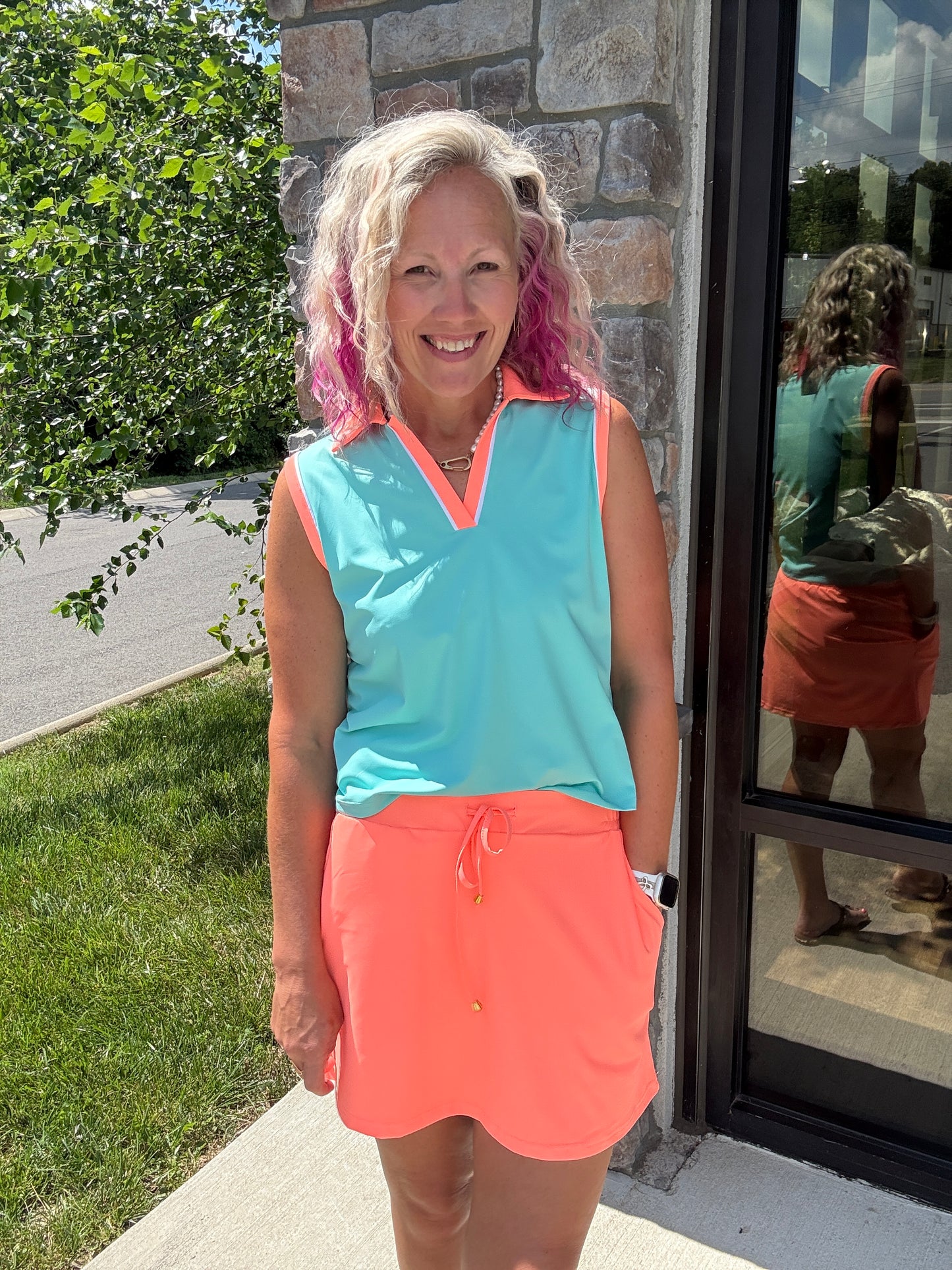 Neon Coral Skort