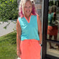 Mint/Coral Polo Tank