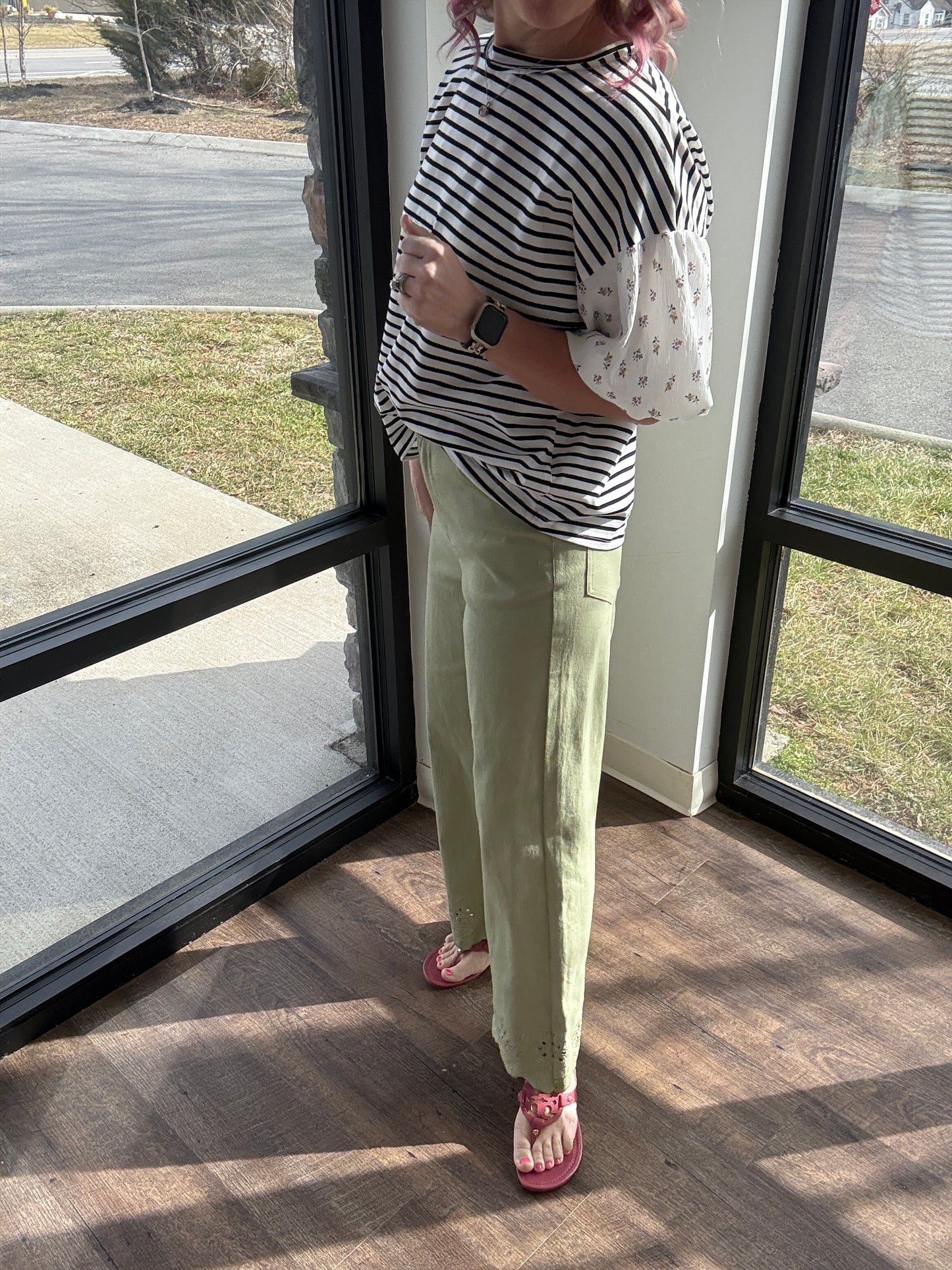 Petal Trim Pants- Green