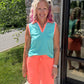 Mint/Coral Polo Tank