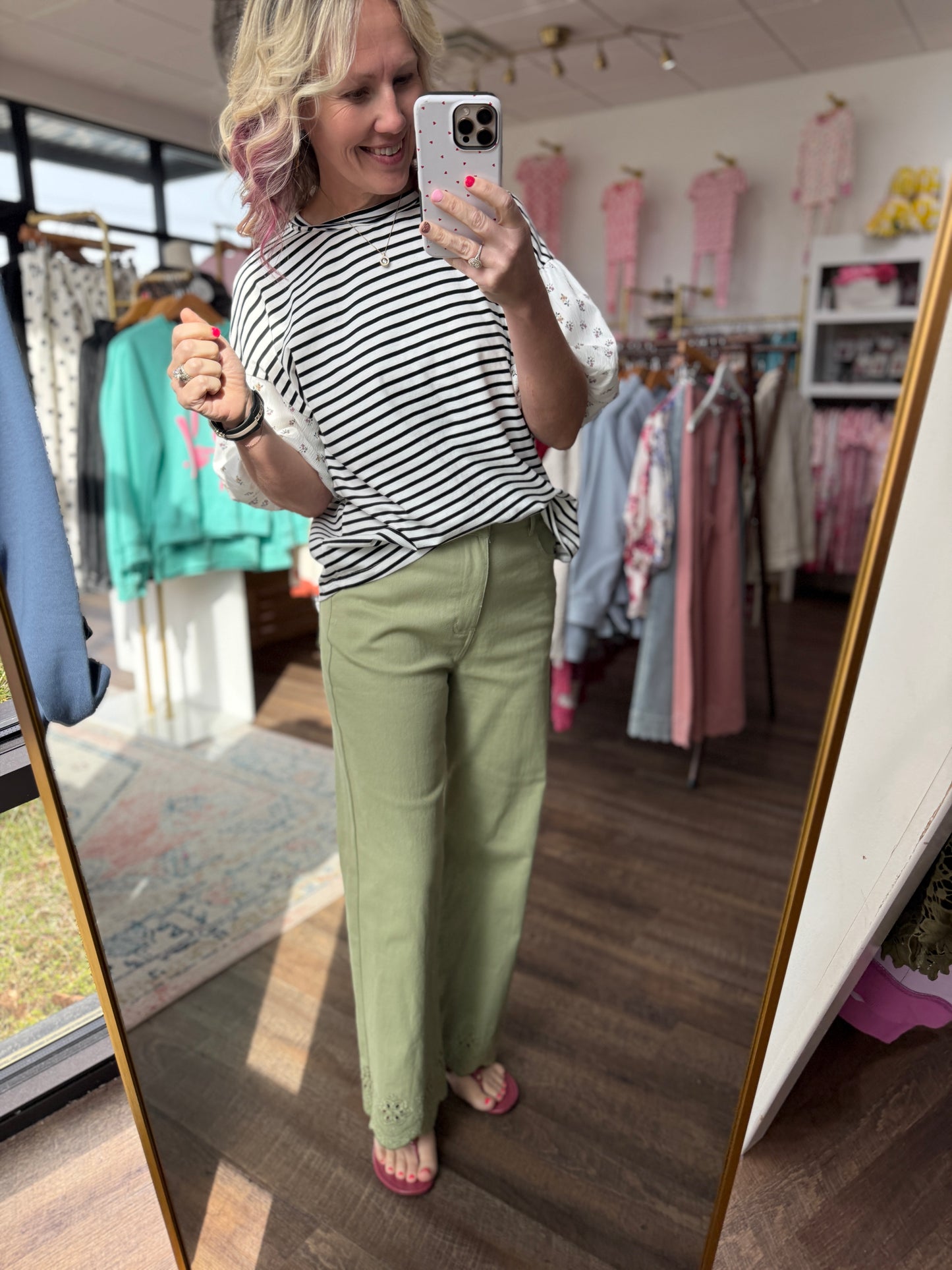 Petal Trim Pants- Green